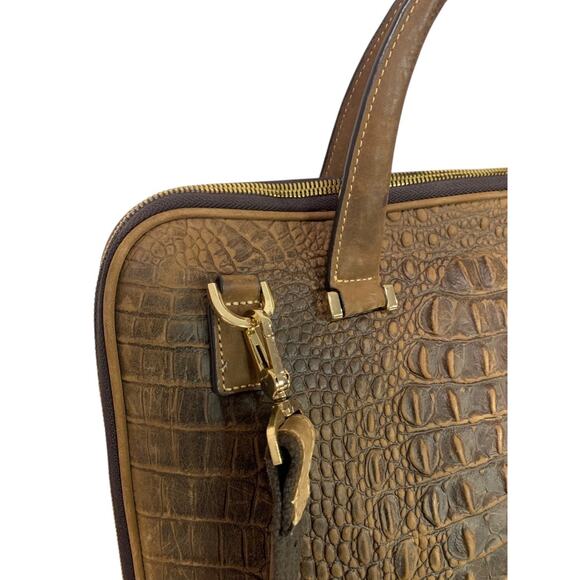 Quintessential Crocodile Style Genuine Leather Bag Briefcase Brown - Picture 3 of 13